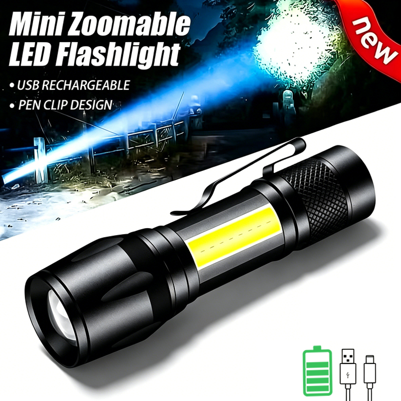 Outdoor Power Usb - Mini LED Flashlight COB+XPE Portable Torch