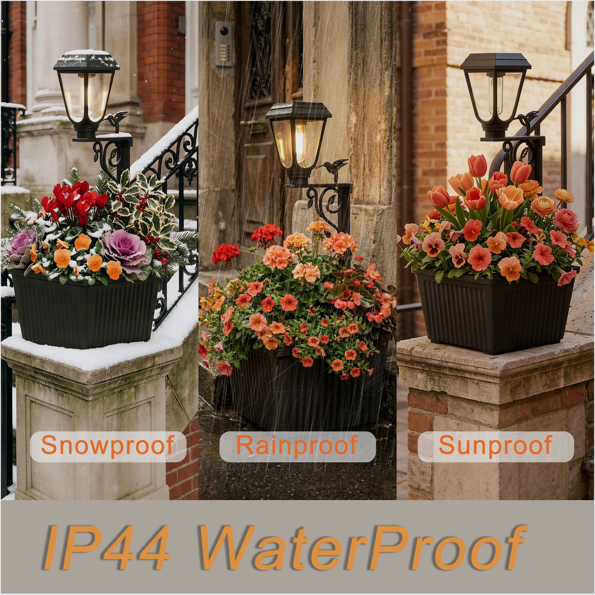 Outdoor Power Post - Solar-Powered Lamp Post with Built-in 2-in-1