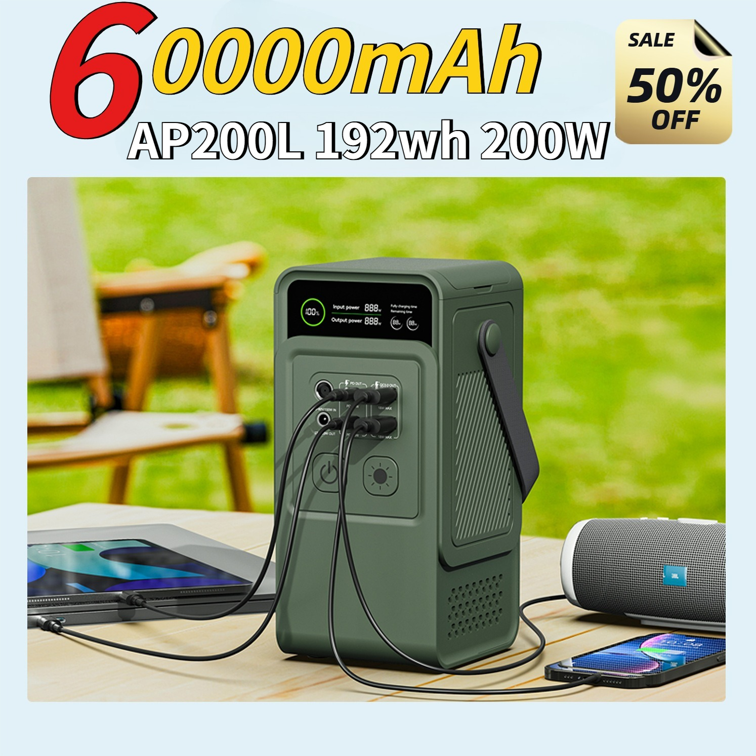 60000mAh 200W 192Wh Camping Po - đánh giá và giá Outdoor Power Kit