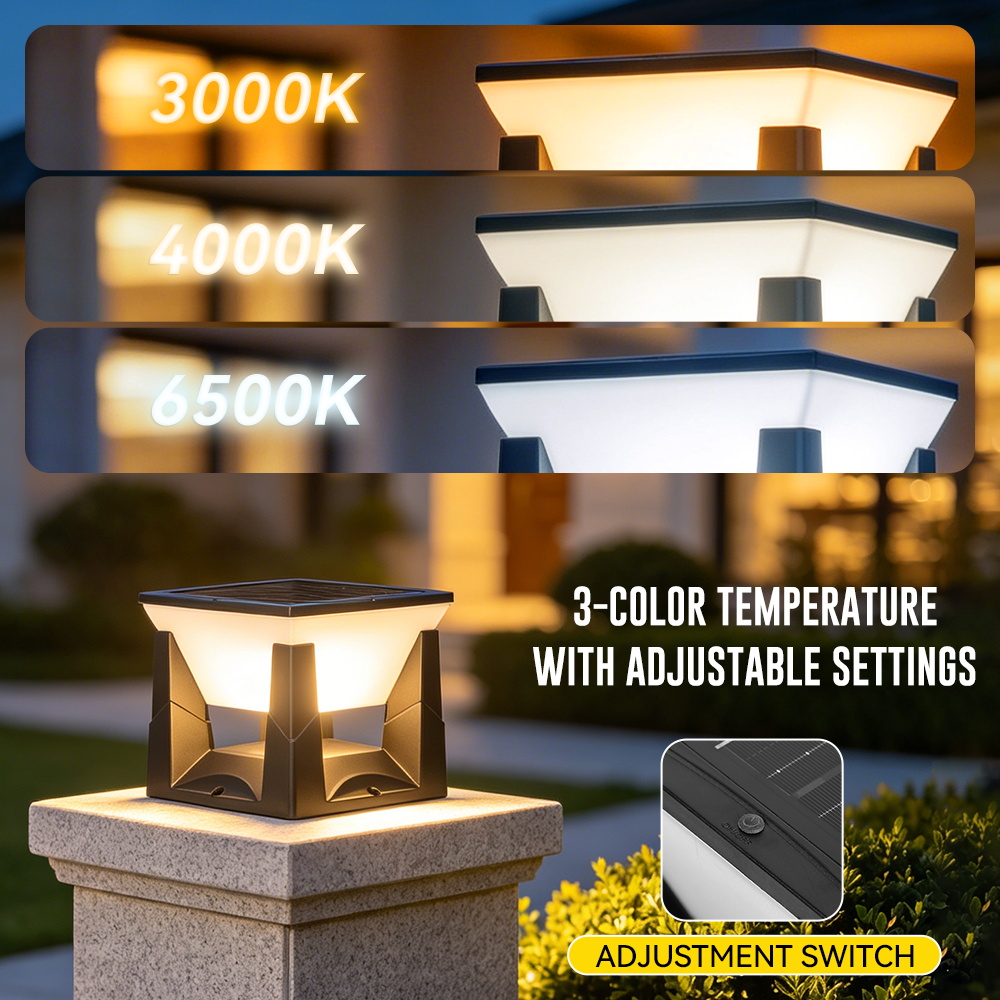 3-Color Solar Post Light IP65  - đánh giá và giá Outdoor Power Post