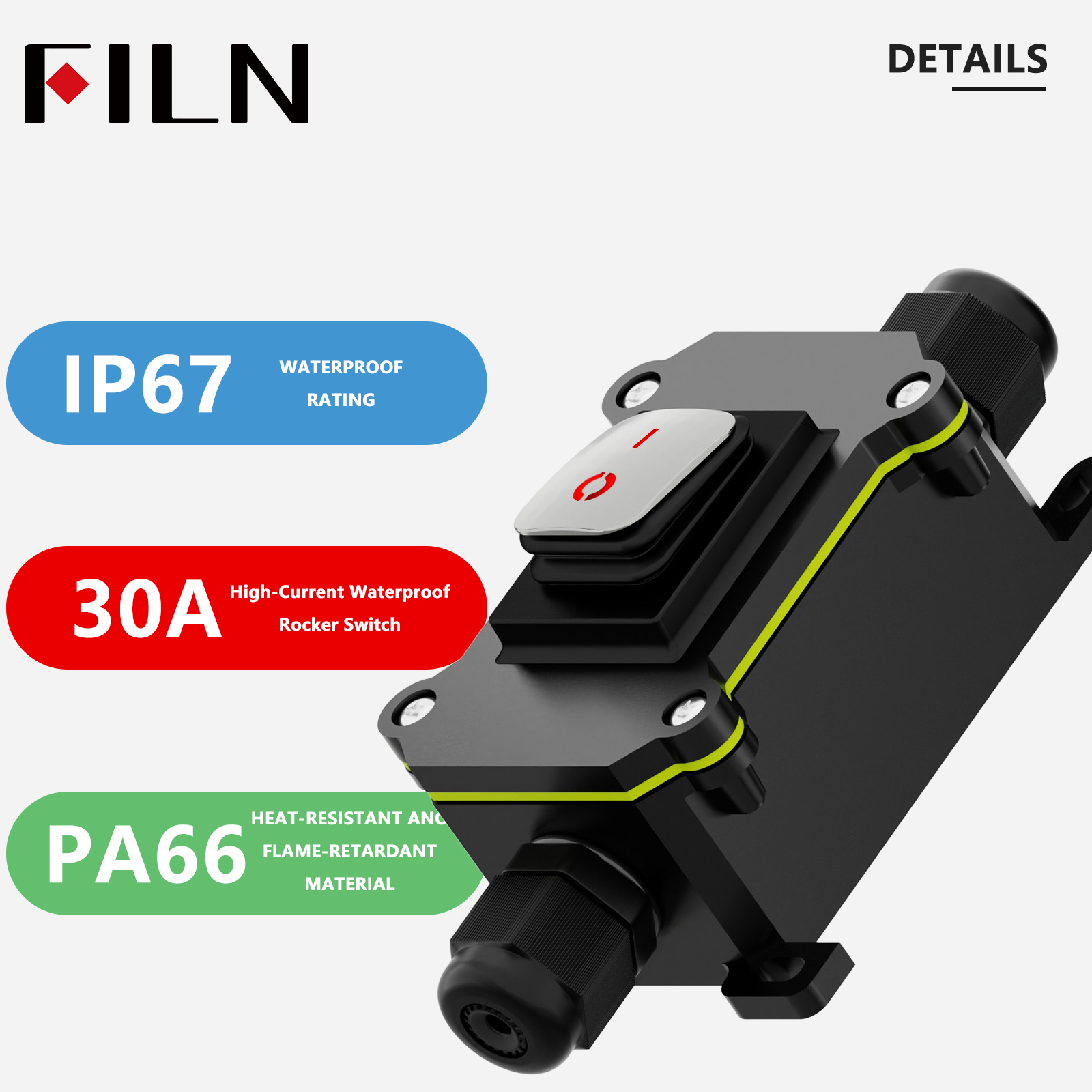 FILN 30A Waterproof Rocker Swi - đánh giá và giá Outdoor Power Bar